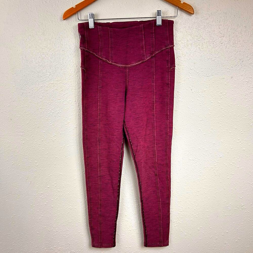 Free People Movement Women’s S Hybrid High Rise Leggings Brushed Maroon Pink $88